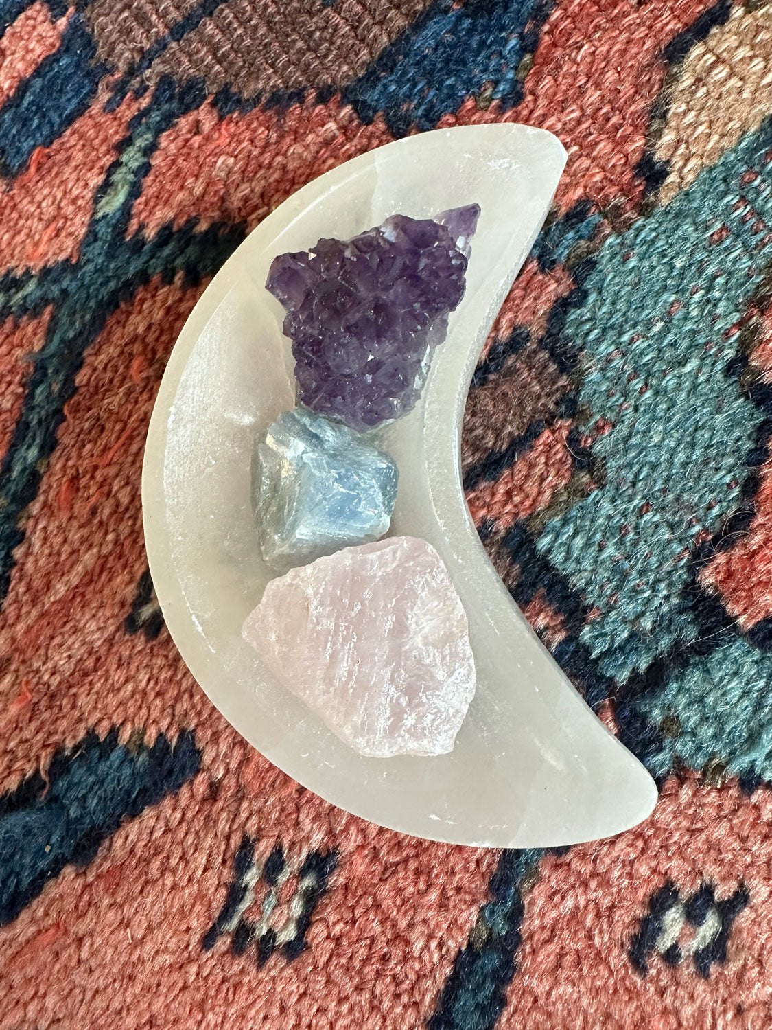 Selenite Moon Charging Dish + Crystal Companion Set