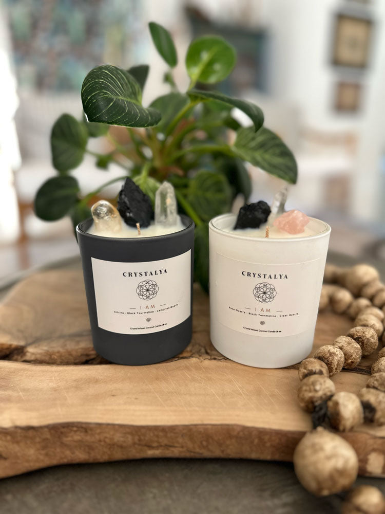 White "I AM" Crystal-Infused Candle