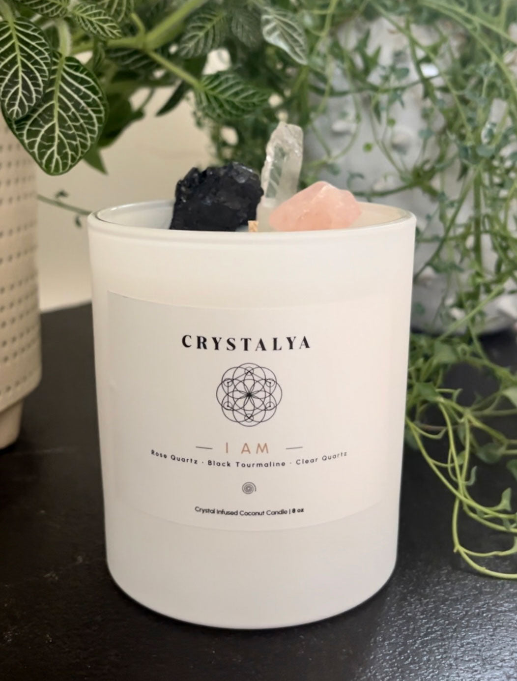 White "I AM" Crystal-Infused Candle