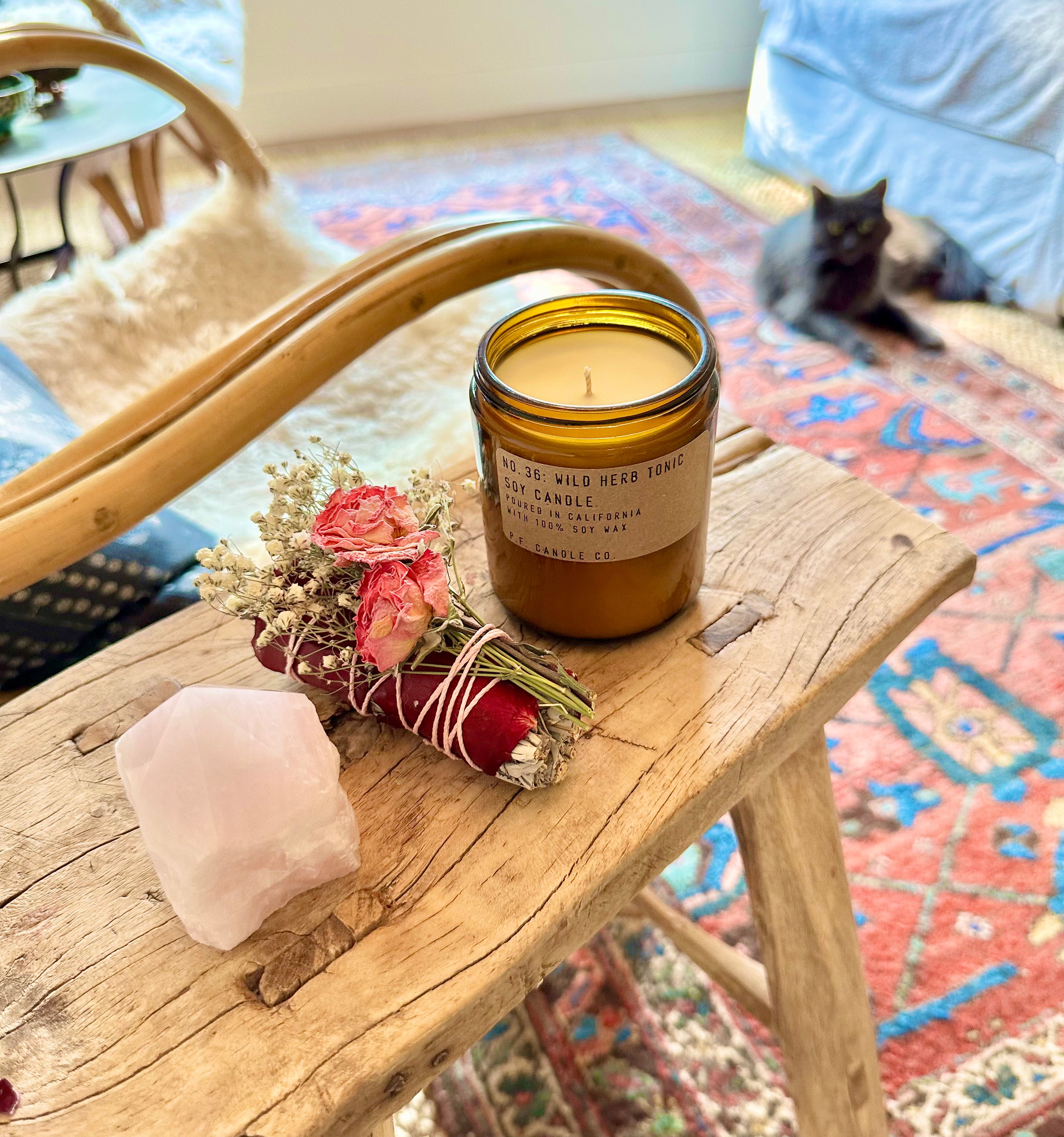 Self-Care Gift Set | Rose Sage Bundle | Rose Quartz | Scented Candle | Wellness | Aromatherapy