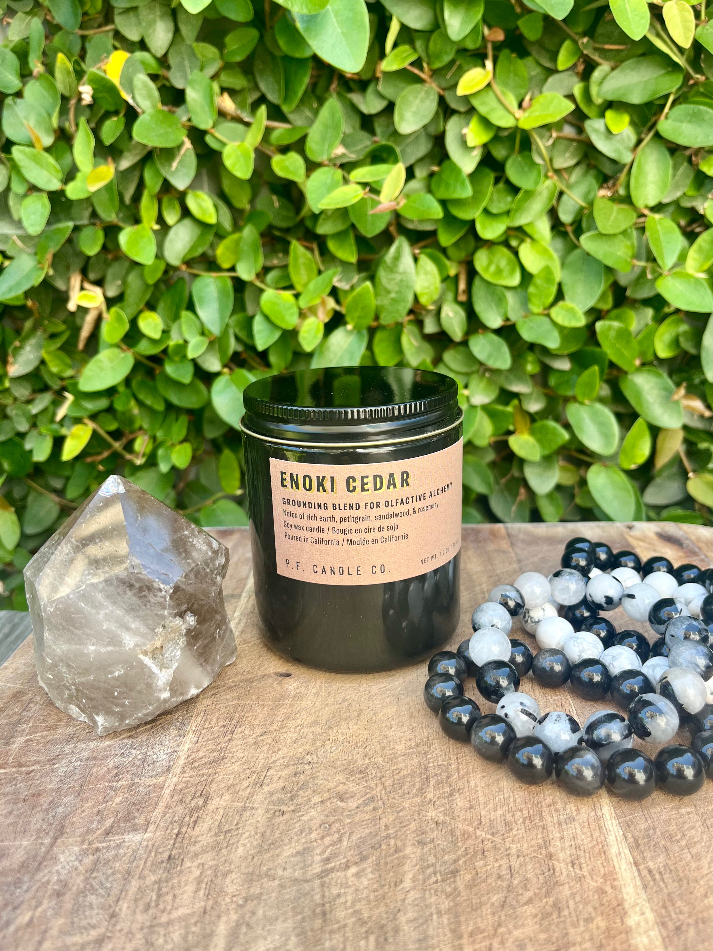 Smoky Quartz Crystal + Crystal Bracelet + Scented Candle | Root Chakra Grounding