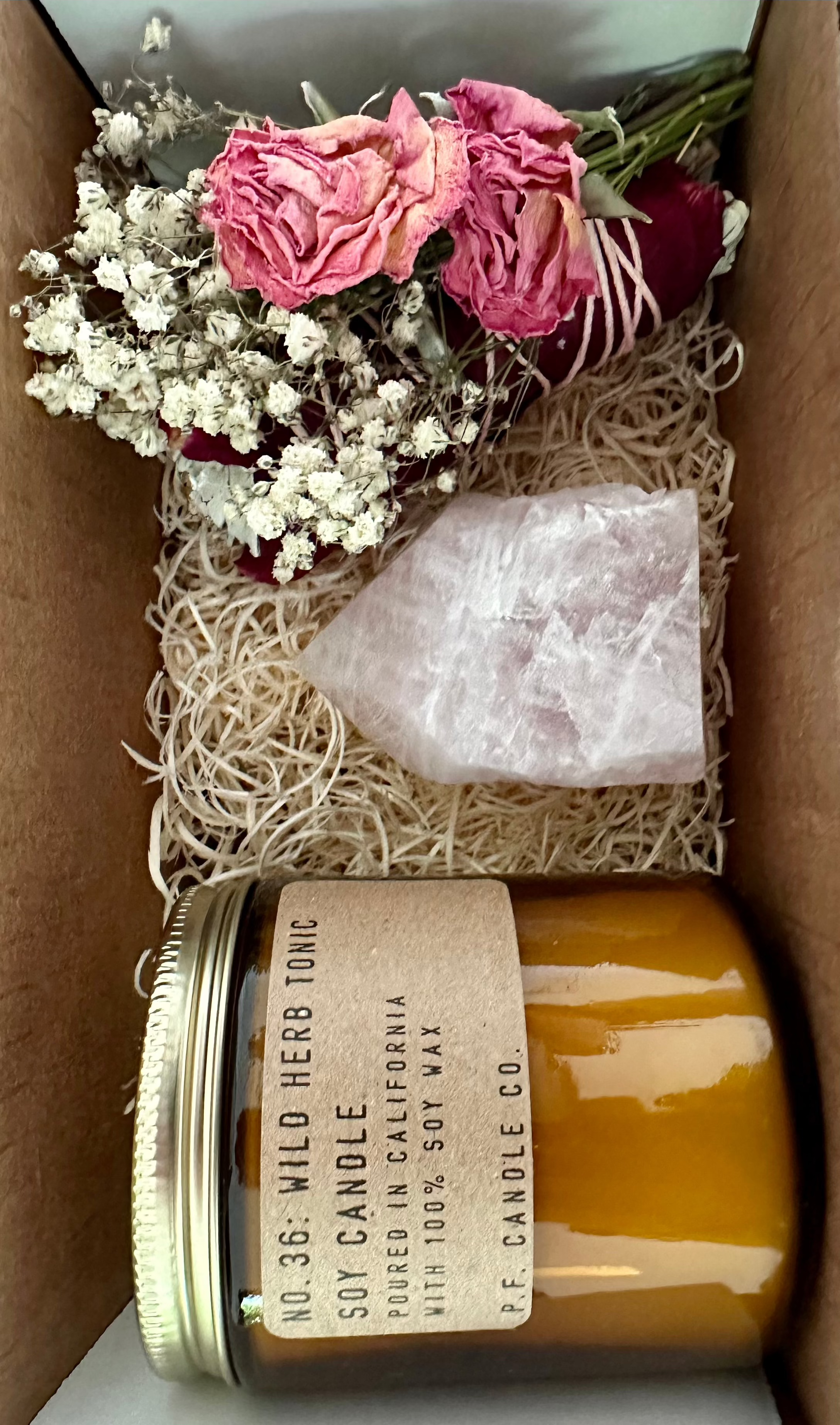 Self-Care Gift Set | Rose Sage Bundle | Rose Quartz | Scented Candle | Wellness | Aromatherapy